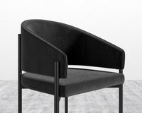 Solana Dining Chair - Plush Velvet - Black, Antique Brushed Brass - Solana