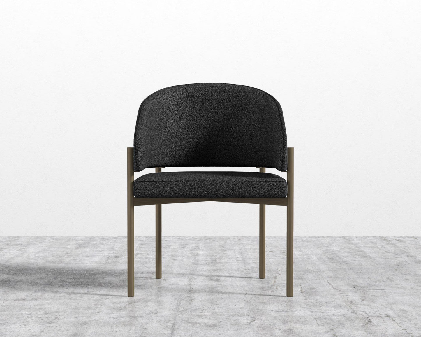 Solana Dining Chair - Chatou Bouclé - Caviar, Antique Brushed Brass - Solana