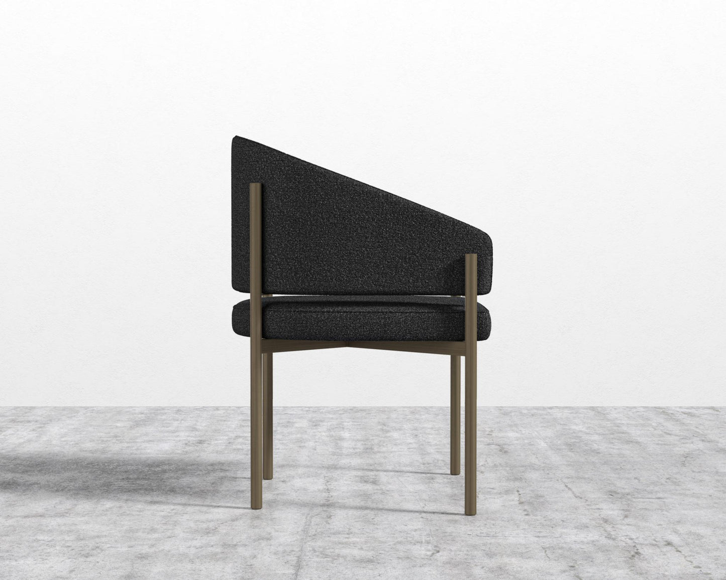 Solana Dining Chair - Chatou Bouclé - Caviar, Antique Brushed Brass - Solana