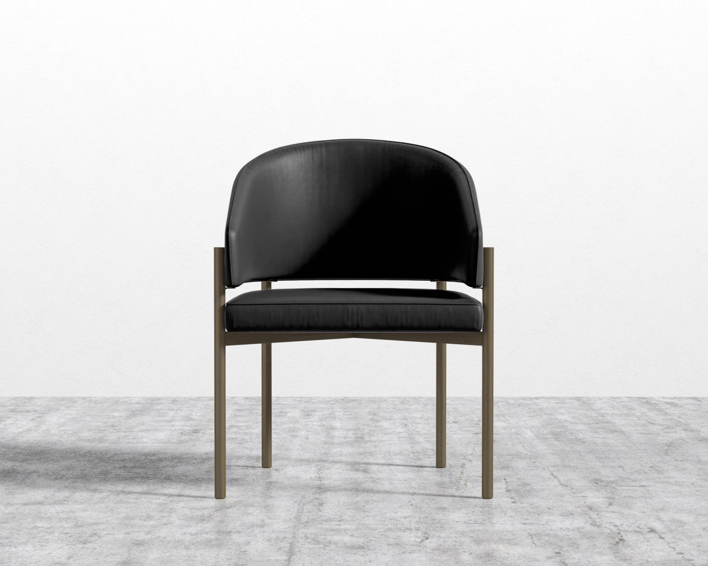 Solana Dining Chair - Microfiber Leather - Trento Jet Black, Antique Brushed Brass - Solana