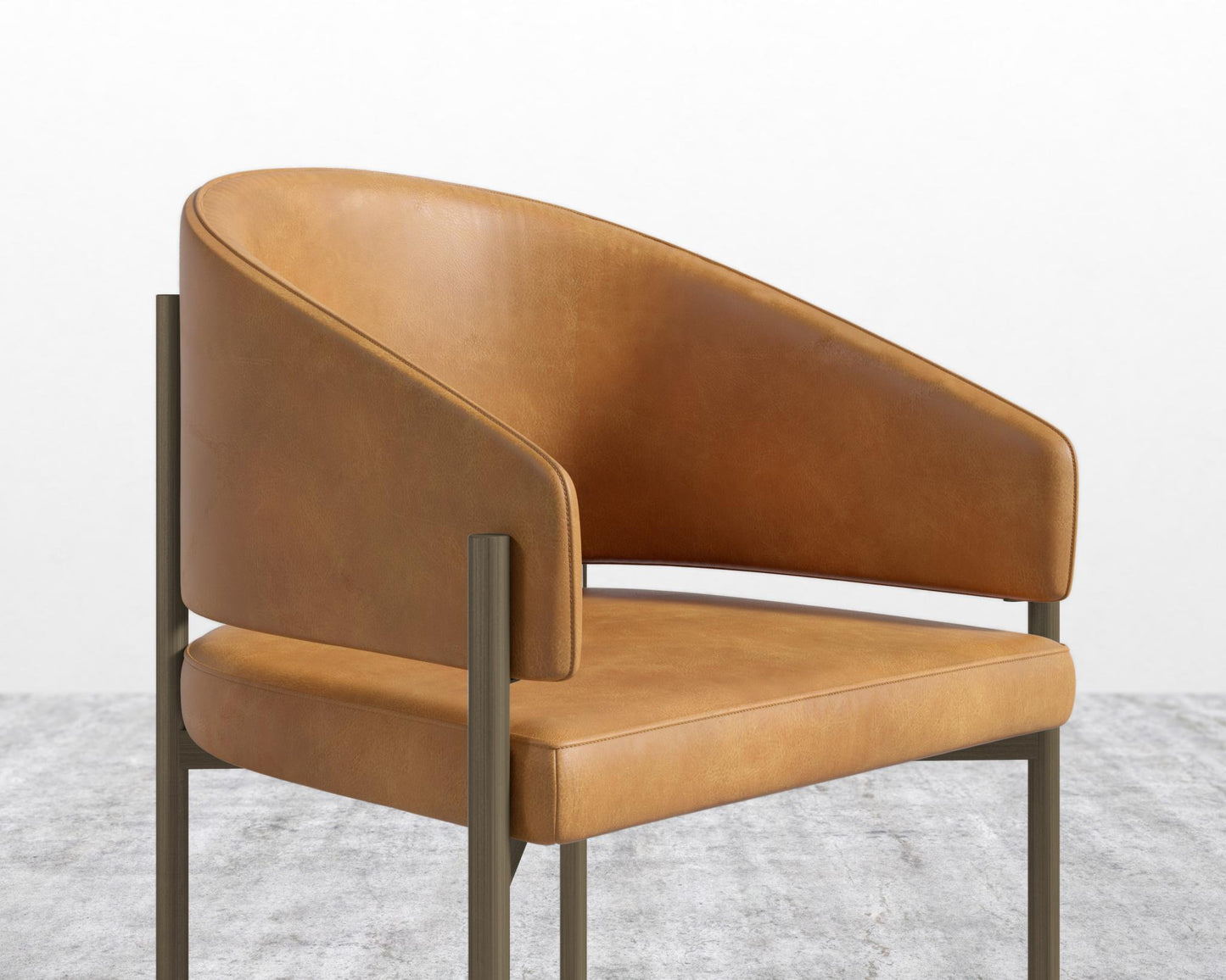 Solana Dining Chair - Microfiber Leather - Trento Morocco, Antique Brushed Brass - Solana