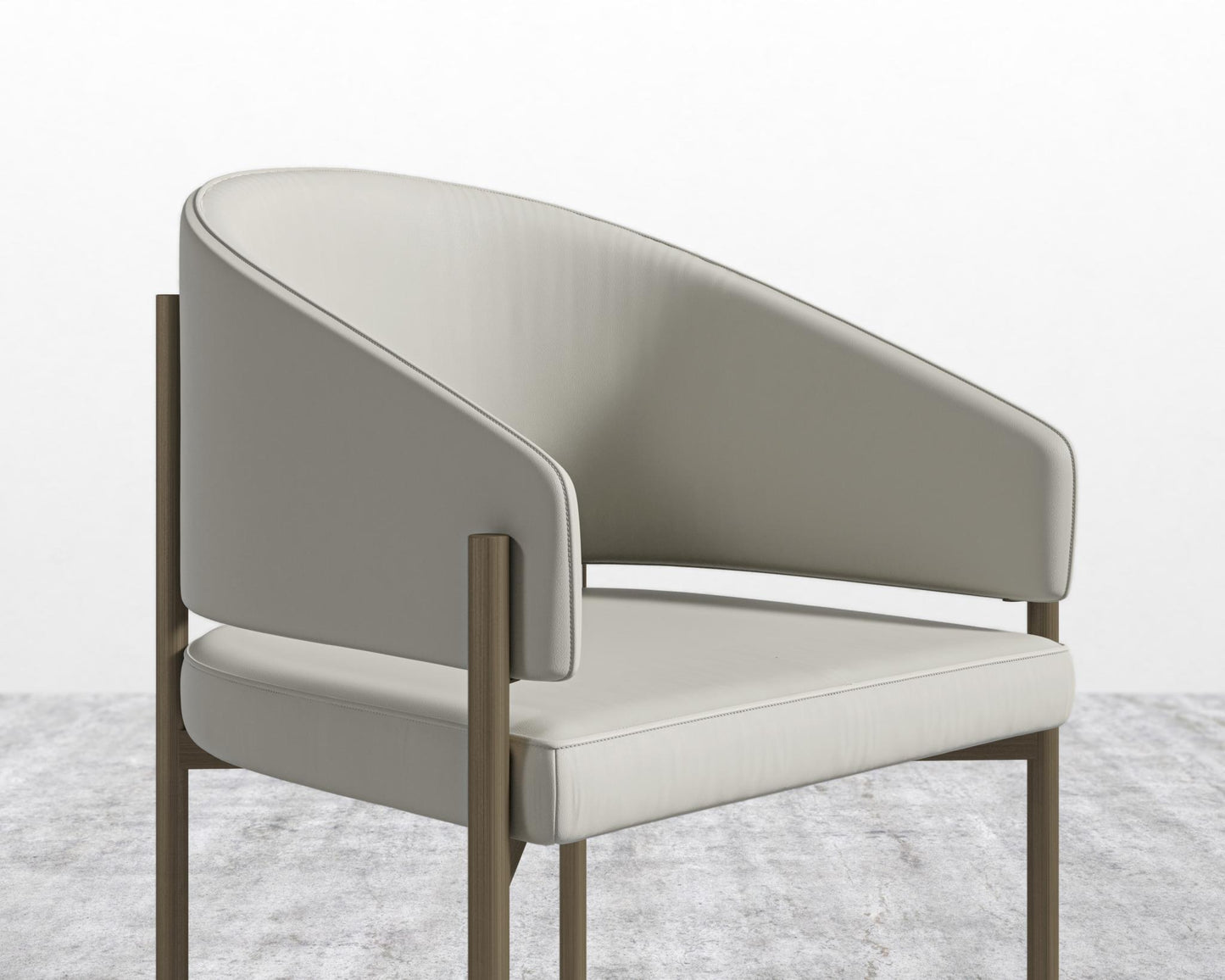 Solana Dining Chair - Microfiber Leather - Trento Taupe, Antique Brushed Brass - Solana