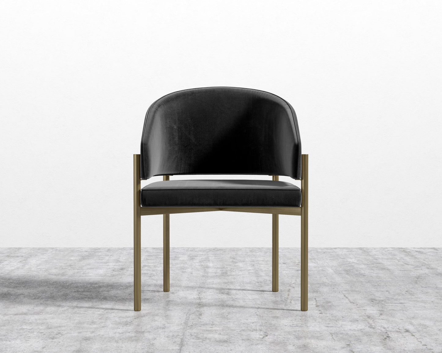 Solana Dining Chair - Plush Velvet - Black, Antique Brushed Brass - Solana