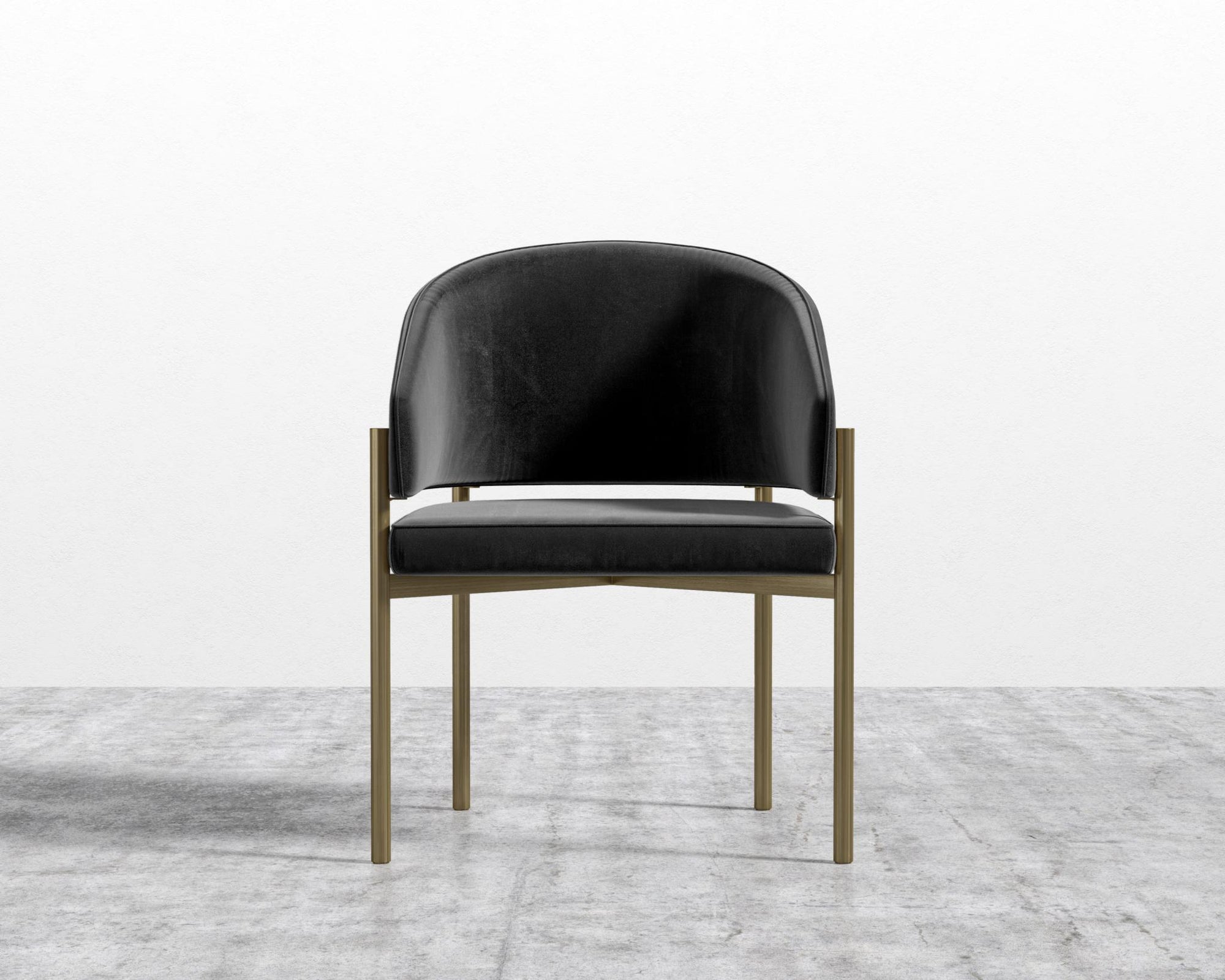 Solana Dining Chair - Plush Velvet - Black, Antique Brushed Brass - Solana