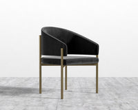 Solana Dining Chair - Plush Velvet - Black, Antique Brushed Brass - Solana
