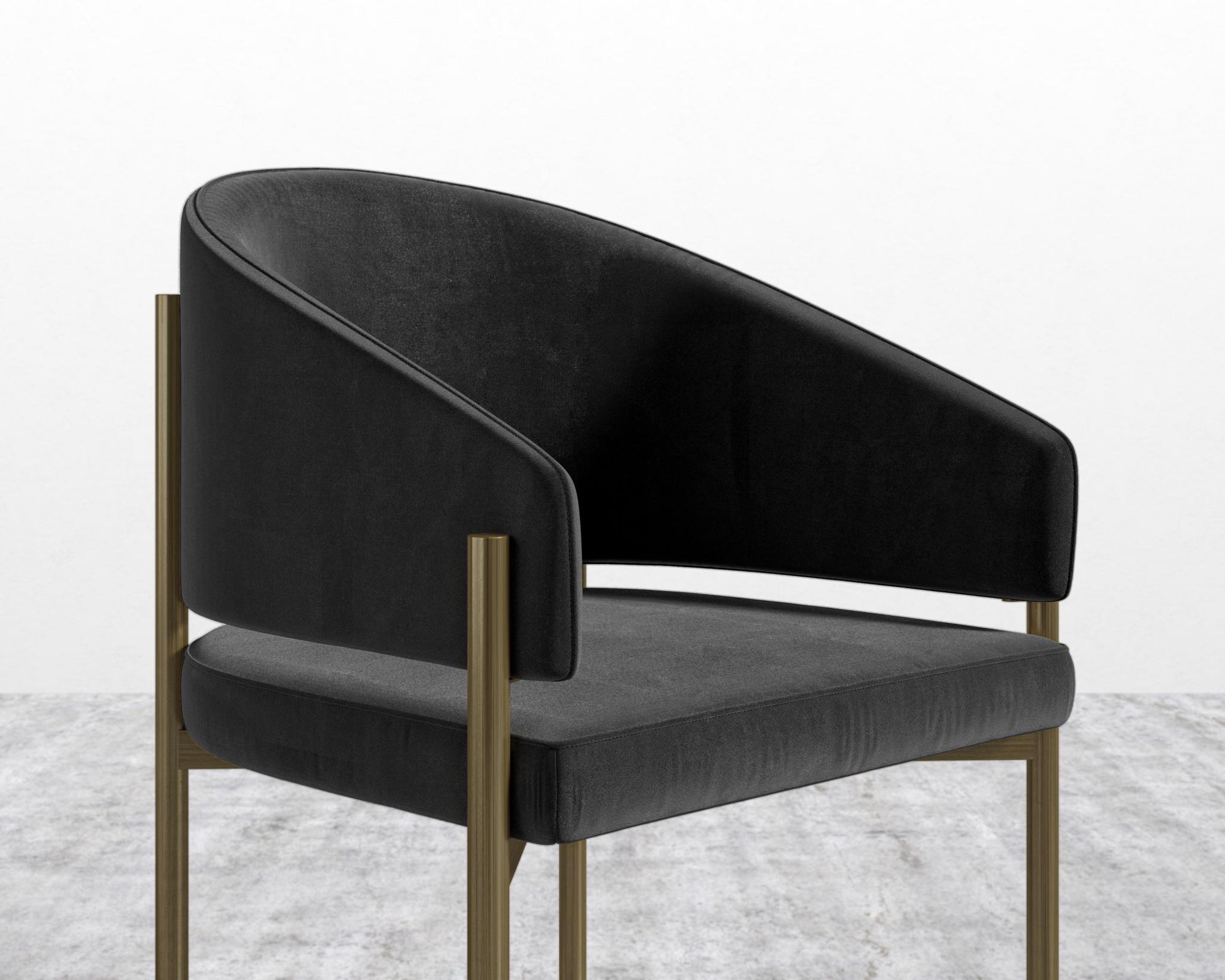 Solana Dining Chair - Plush Velvet - Black, Antique Brushed Brass - Solana
