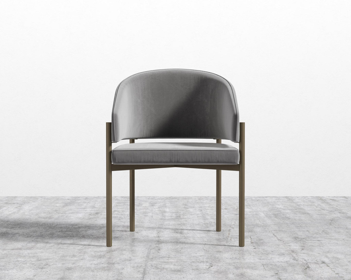 Solana Dining Chair - Plush Velvet - Glacier Grey, Antique Brushed Brass - Solana
