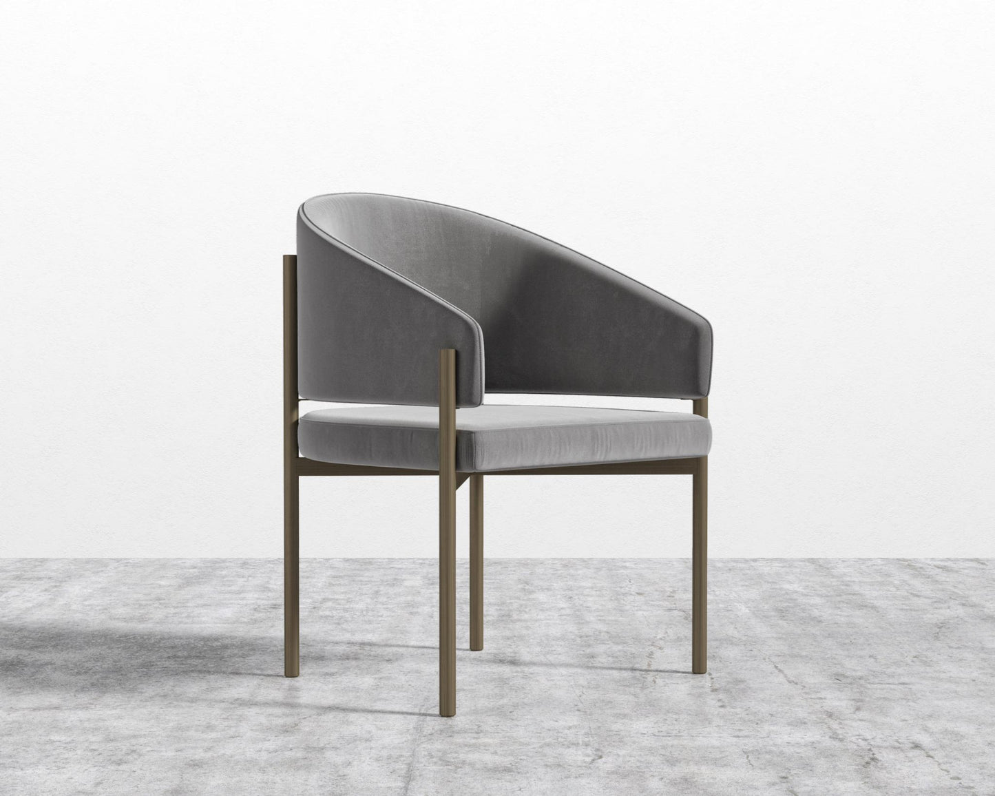 Solana Dining Chair - Plush Velvet - Glacier Grey, Antique Brushed Brass - Solana