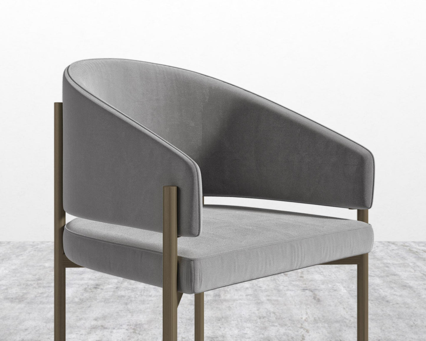 Solana Dining Chair - Plush Velvet - Glacier Grey, Antique Brushed Brass - Solana