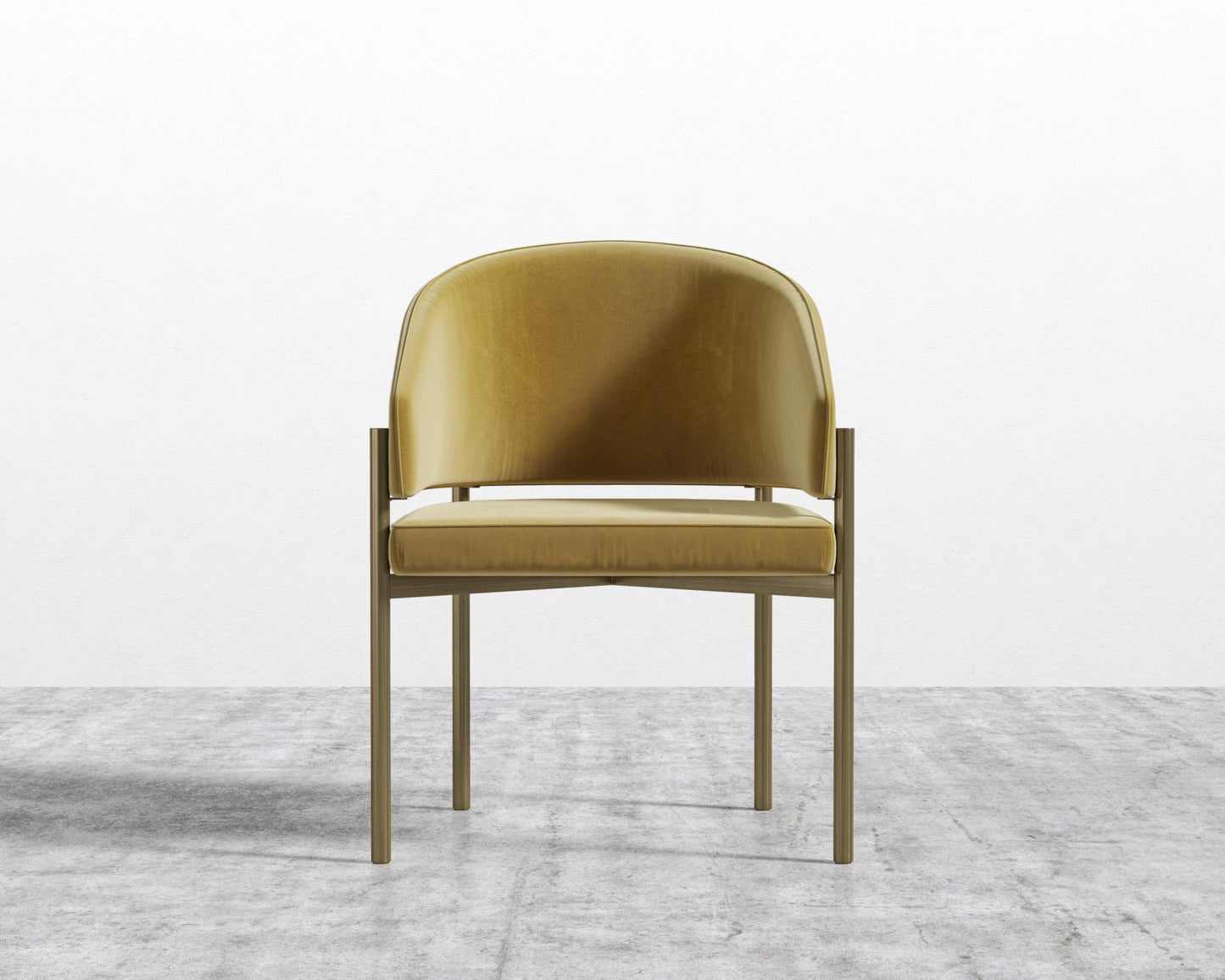 Solana Dining Chair - Plush Velvet - Golden Beryl, Antique Brushed Brass - Solana