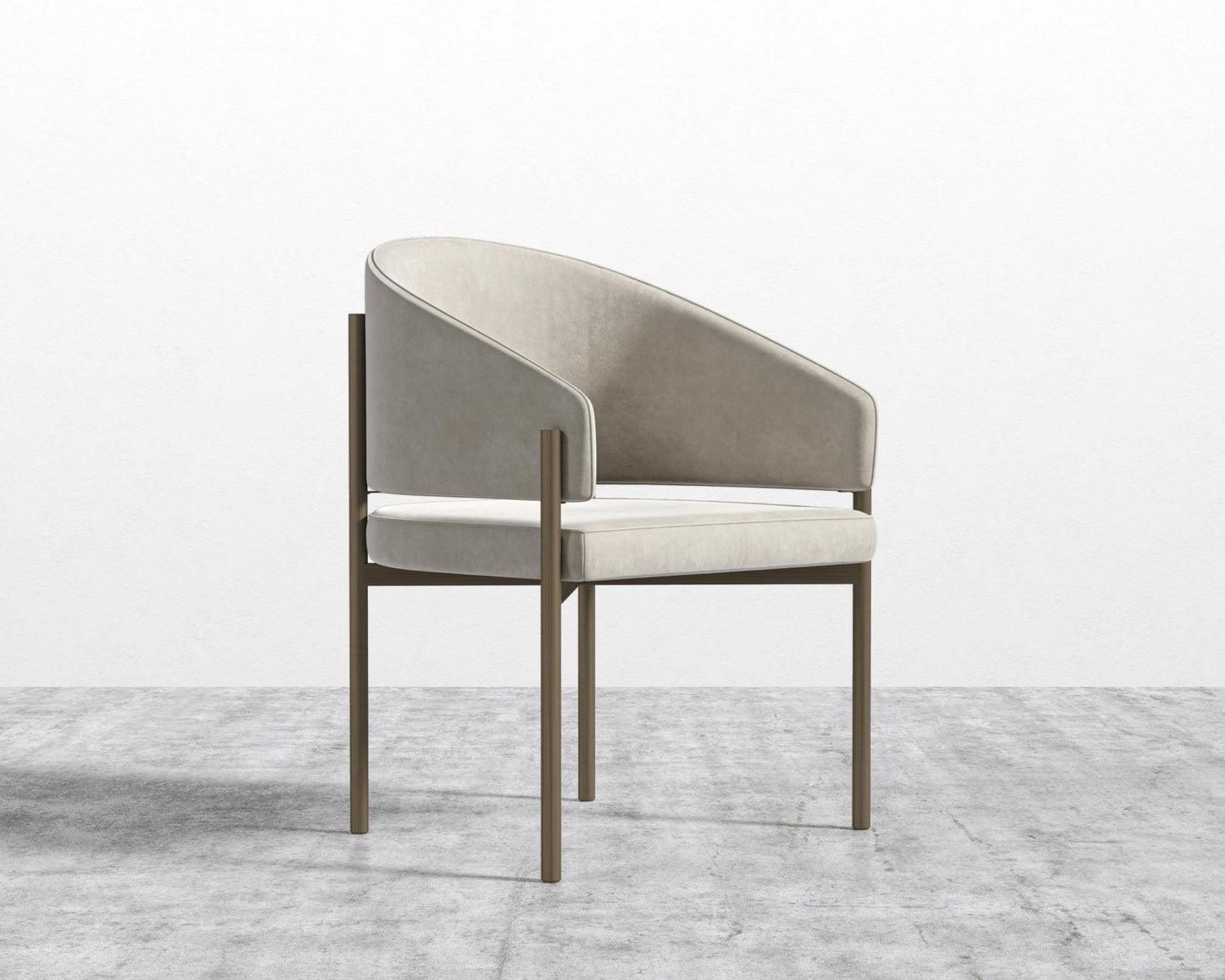 Solana Dining Chair - Venice Vegan Suede - Latte, Antique Brushed Brass - Solana