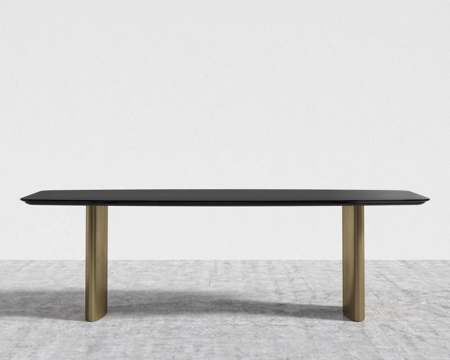 Solana Dining Table - 71" | 180cm, Black Pietra Ceramic, Antique Brushed Brass - Solana