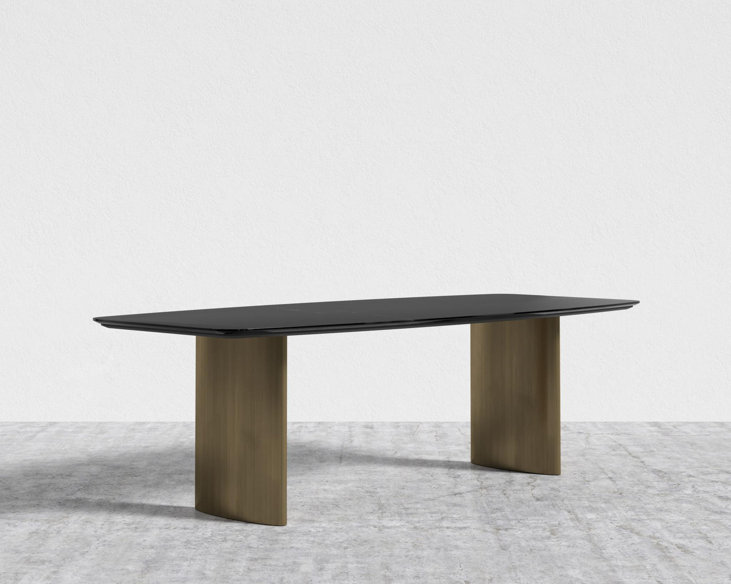 Solana Dining Table - 71" | 180cm, Black Pietra Ceramic, Antique Brushed Brass - Solana