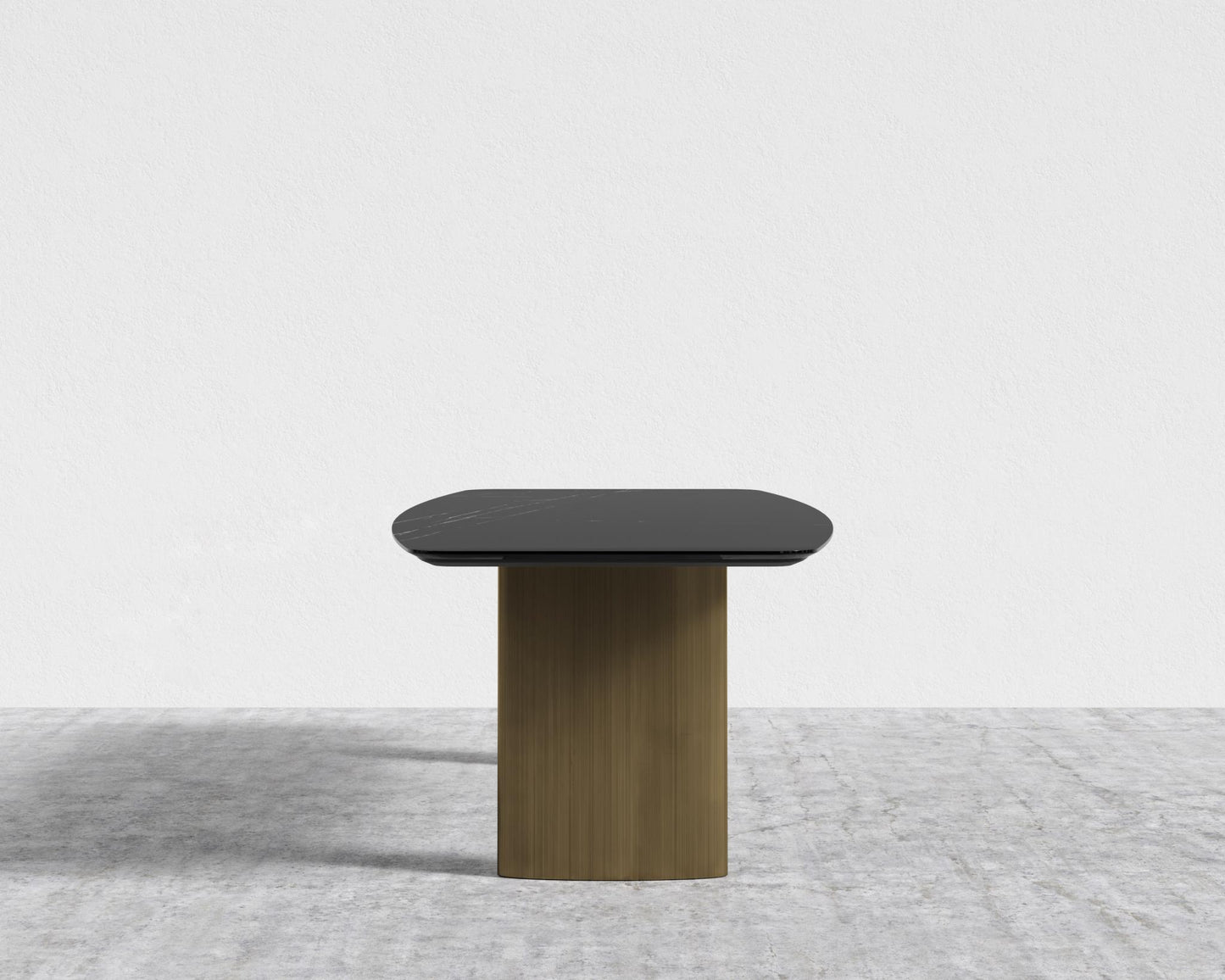 Solana Dining Table - 71" | 180cm, Black Pietra Ceramic, Antique Brushed Brass - Solana