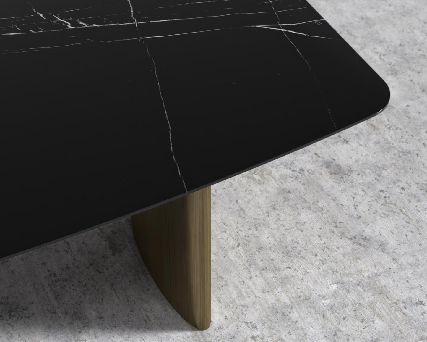 Solana Dining Table - 71" | 180cm, Black Pietra Ceramic, Antique Brushed Brass - Solana