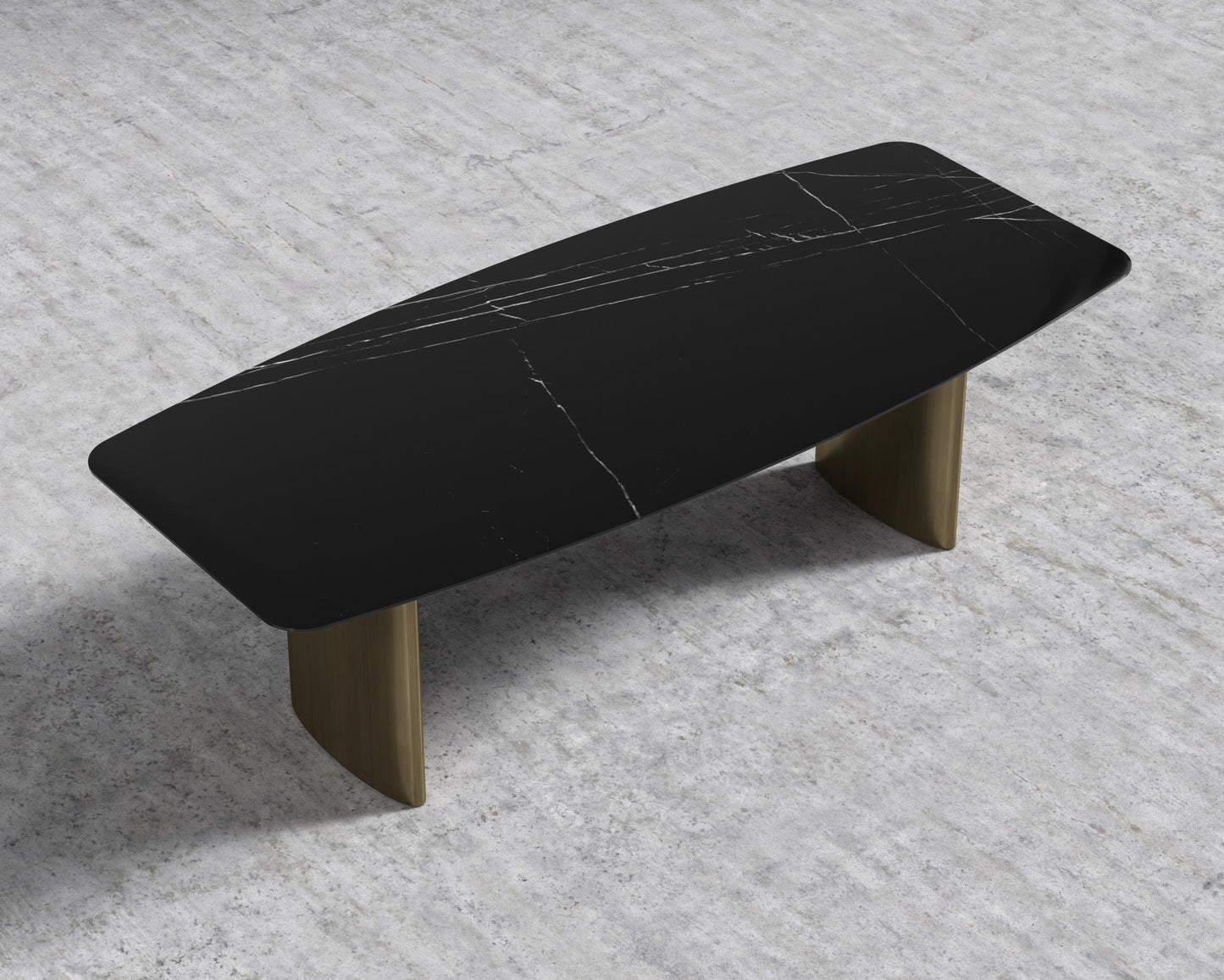 Solana Dining Table - 71" | 180cm, Black Pietra Ceramic, Antique Brushed Brass - Solana