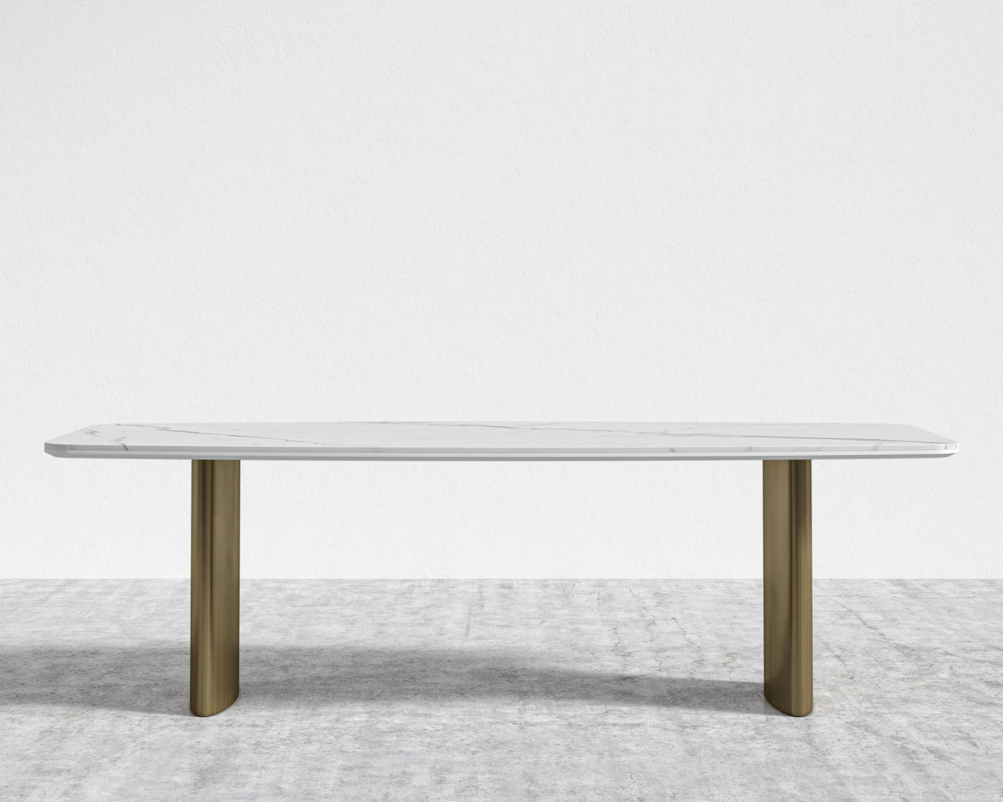 Solana Dining Table - 71" | 180cm, White Calacatta Ceramic, Antique Brushed Brass - Solana