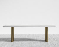 Solana Dining Table - 71" | 180cm, White Calacatta Ceramic, Antique Brushed Brass - Solana