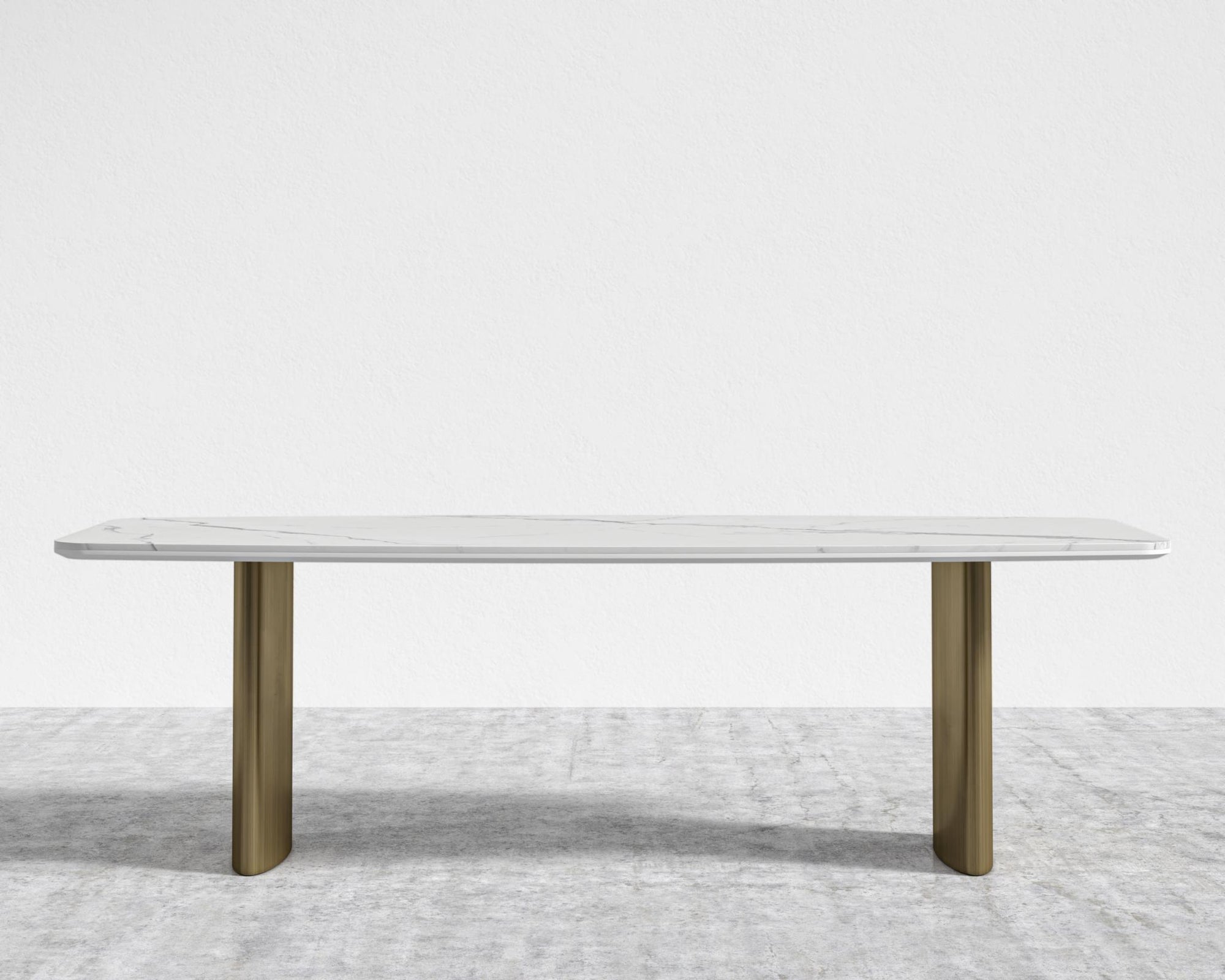 Solana Dining Table - 71" | 180cm, White Calacatta Ceramic, Antique Brushed Brass - Solana