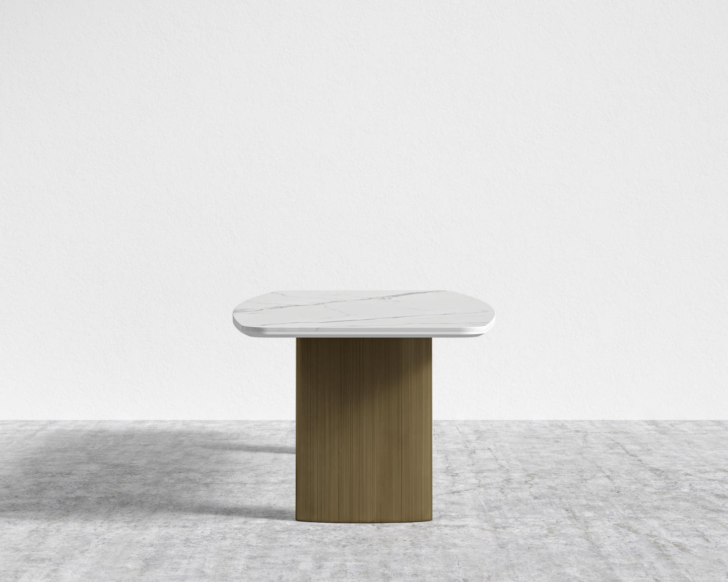 Solana Dining Table - 71" | 180cm, White Calacatta Ceramic, Antique Brushed Brass - Solana