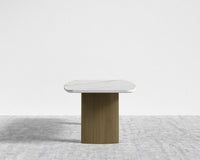 Solana Dining Table - 71" | 180cm, White Calacatta Ceramic, Antique Brushed Brass - Solana