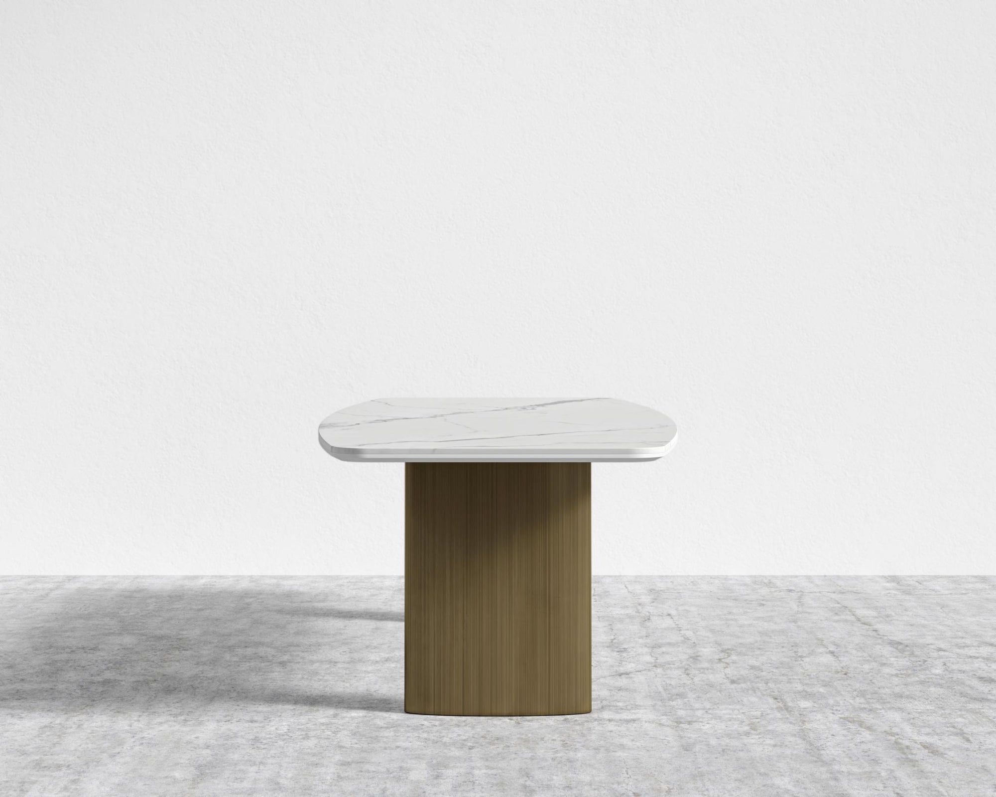 Solana Dining Table - 71" | 180cm, White Calacatta Ceramic, Antique Brushed Brass - Solana