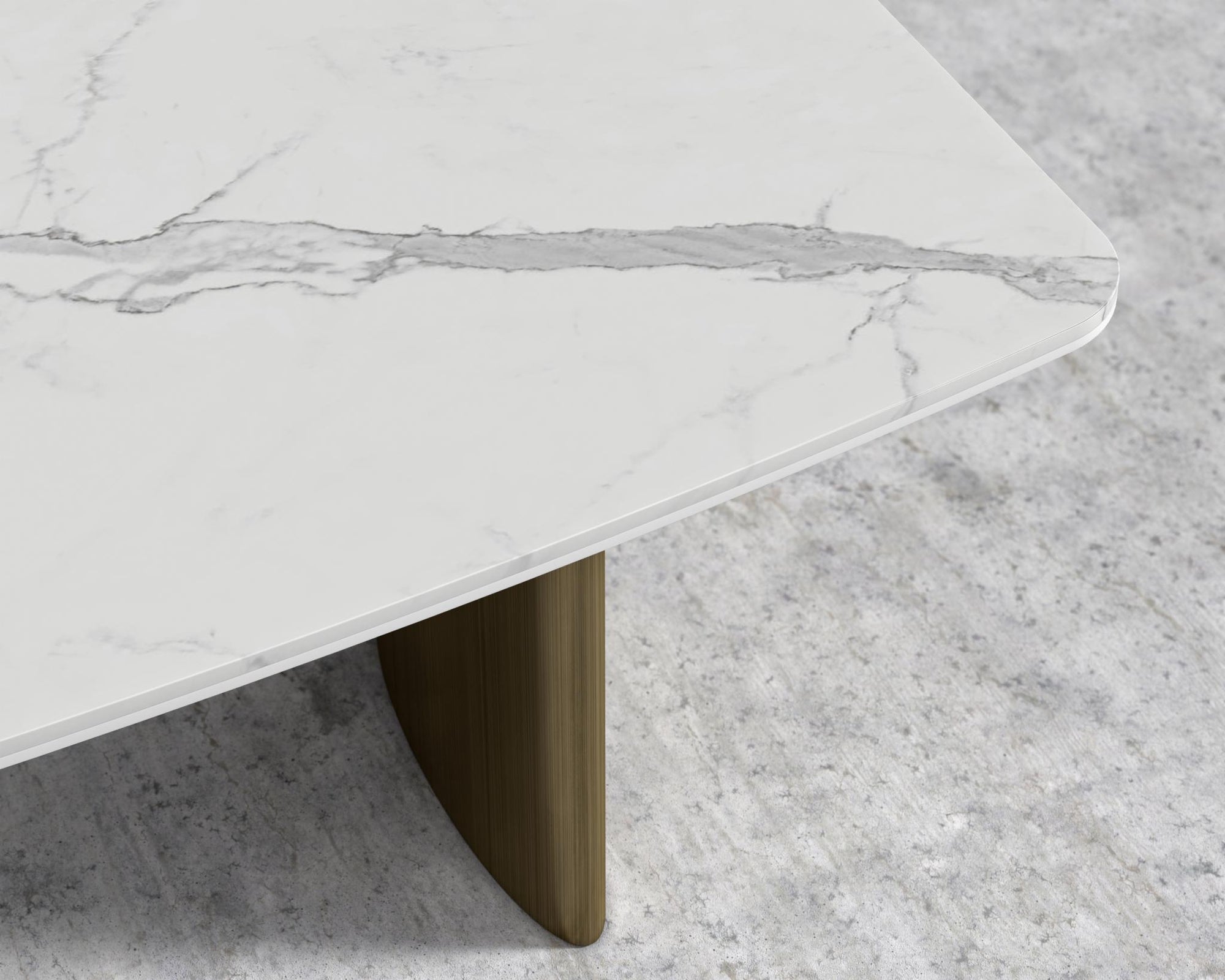 Solana Dining Table - 71" | 180cm, White Calacatta Ceramic, Antique Brushed Brass - Solana