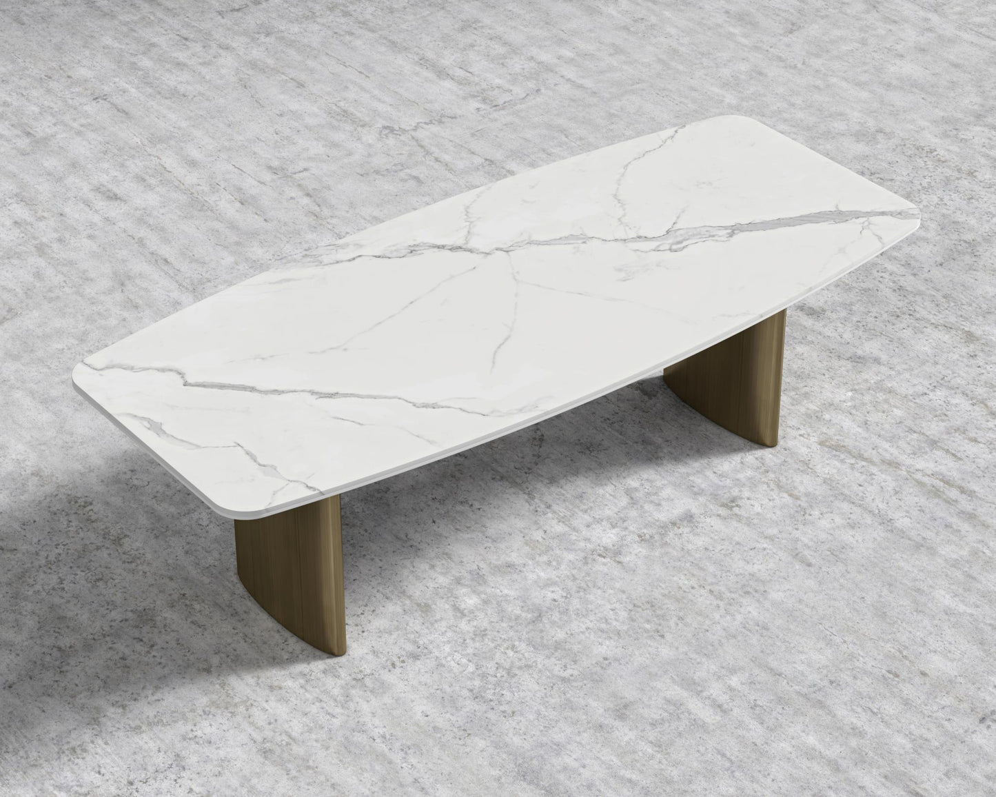 Solana Dining Table - 71" | 180cm, White Calacatta Ceramic, Antique Brushed Brass - Solana