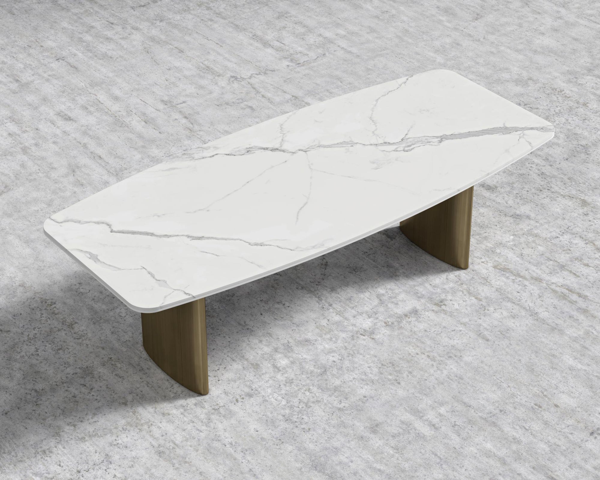 Solana Dining Table - 71" | 180cm, White Calacatta Ceramic, Antique Brushed Brass - Solana