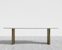 Solana Dining Table - 71" | 180cm, White Carrara Marble, Antique Brushed Brass - Solana