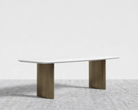 Solana Dining Table - 71" | 180cm, White Carrara Marble, Antique Brushed Brass - Solana
