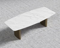 Solana Dining Table - 71" | 180cm, White Carrara Marble, Antique Brushed Brass - Solana