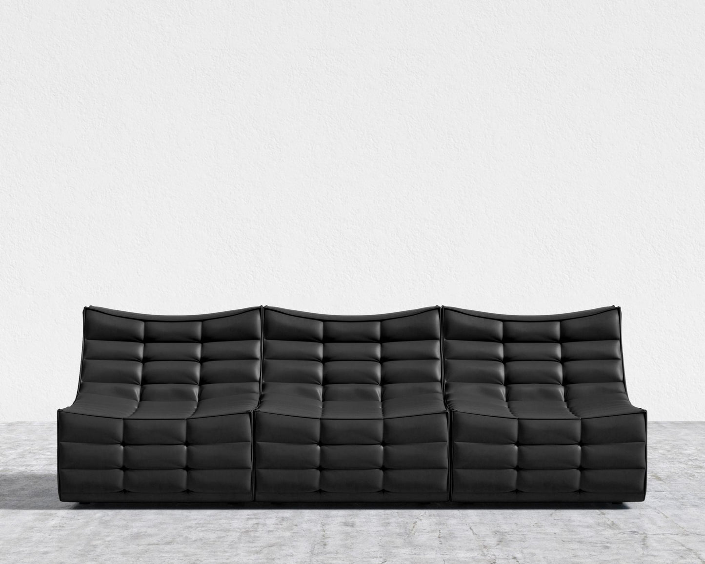 Tanner 3 Seater Sofa - Microfiber Leather - Trento Jet Black