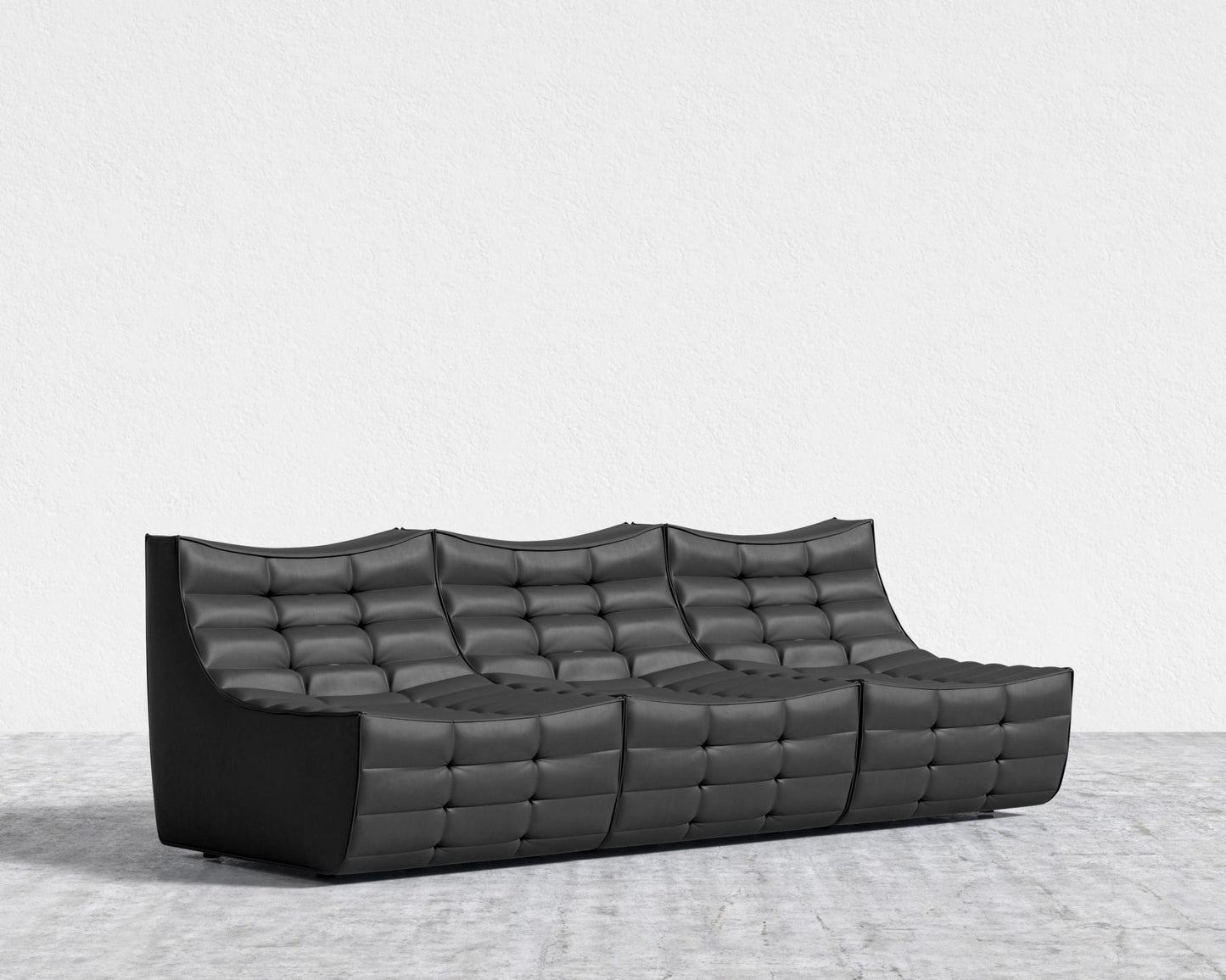 Tanner 3 Seater Sofa - Microfiber Leather - Trento Jet Black