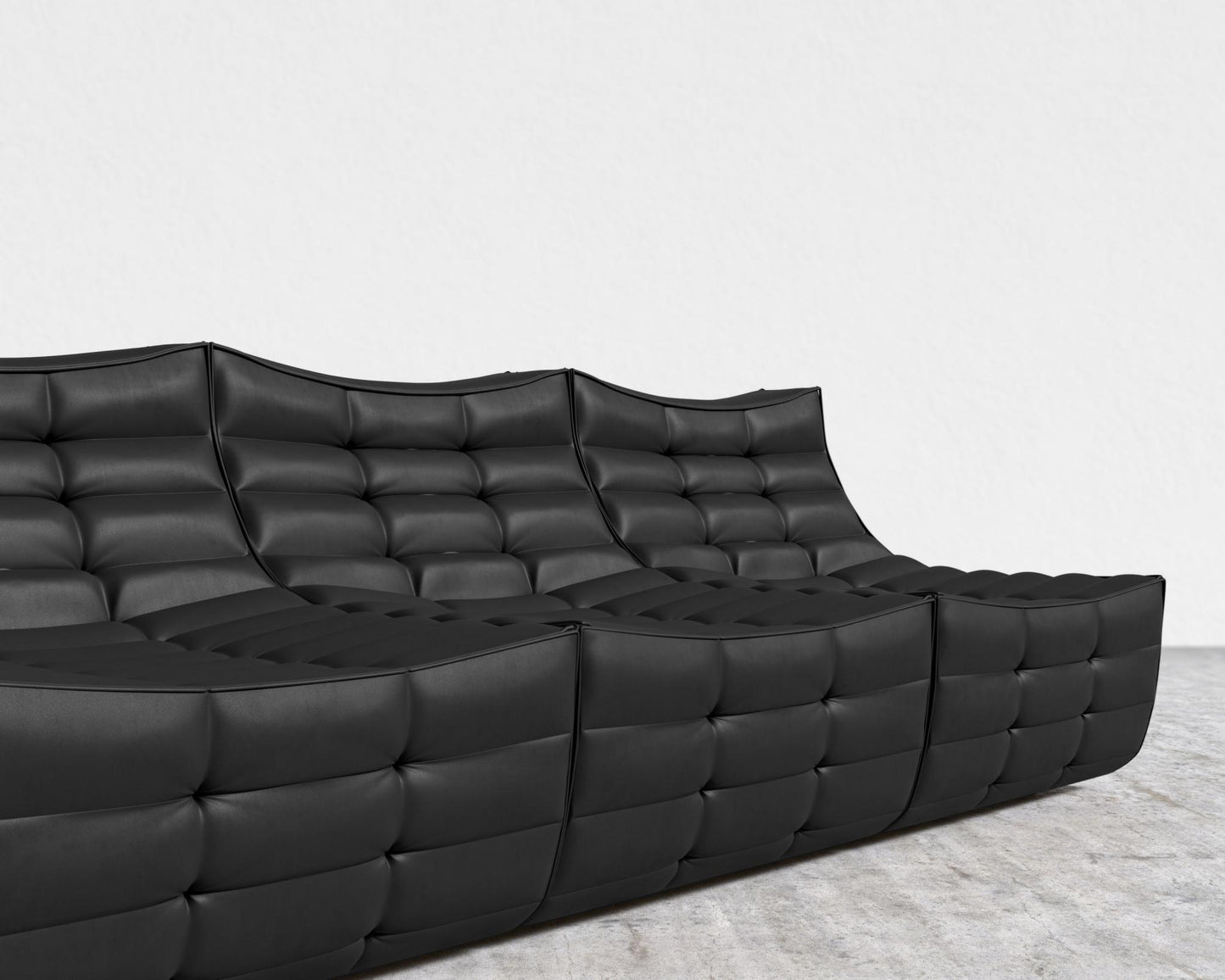 Tanner 3 Seater Sofa - Microfiber Leather - Trento Jet Black