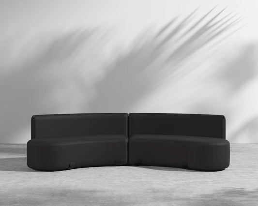 Tano Outdoor Curved Modular Sofa - Black, Outdoor Fabric - Arcadia