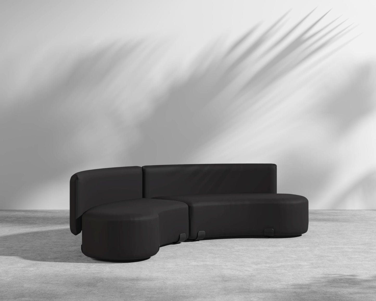 Tano Outdoor Curved Modular Sofa - Black, Outdoor Fabric - Arcadia