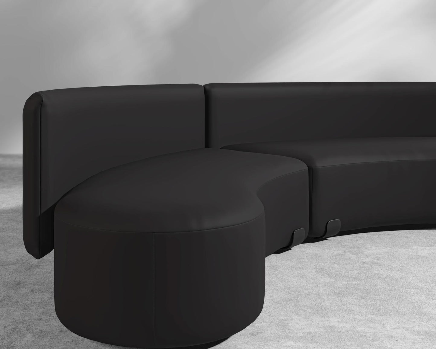 Tano Outdoor Curved Modular Sofa - Black, Outdoor Fabric - Arcadia