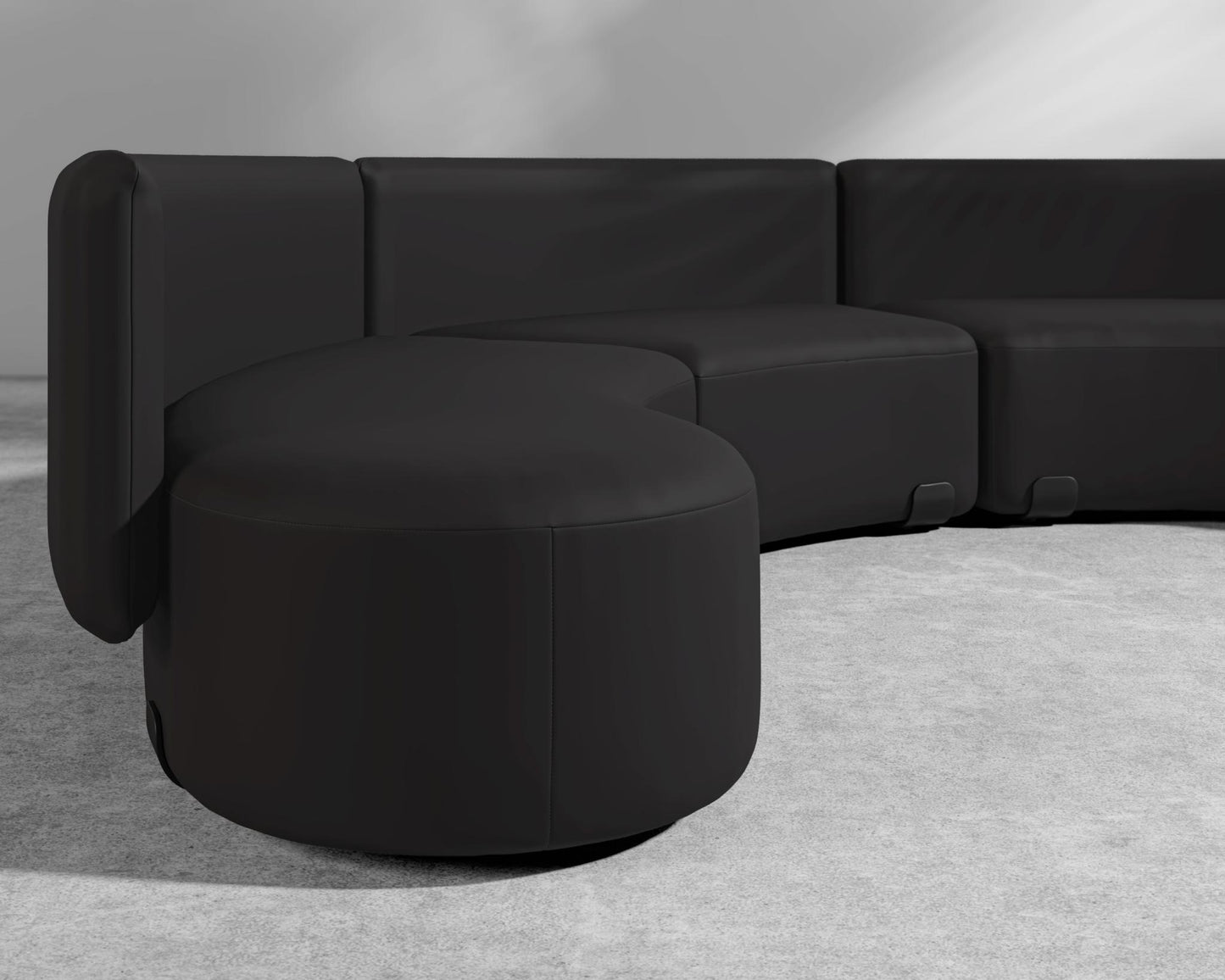 Tano Outdoor Curved Modular Sectional - Black, Outdoor Fabric - Arcadia