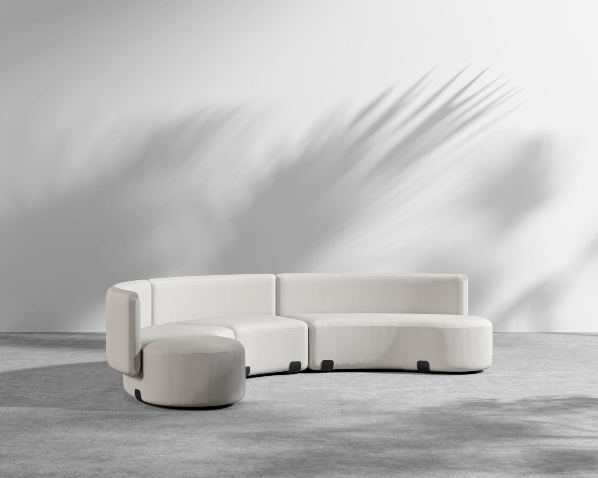 Tano Outdoor Curved Modular Sectional - Black, Outdoor Fabric - Palisades