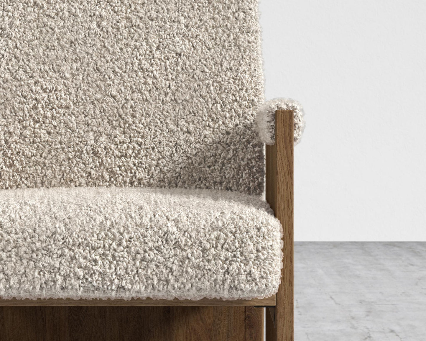 Study Chair by Maria Sharapova - Natural Acacia, Shearling - Almond