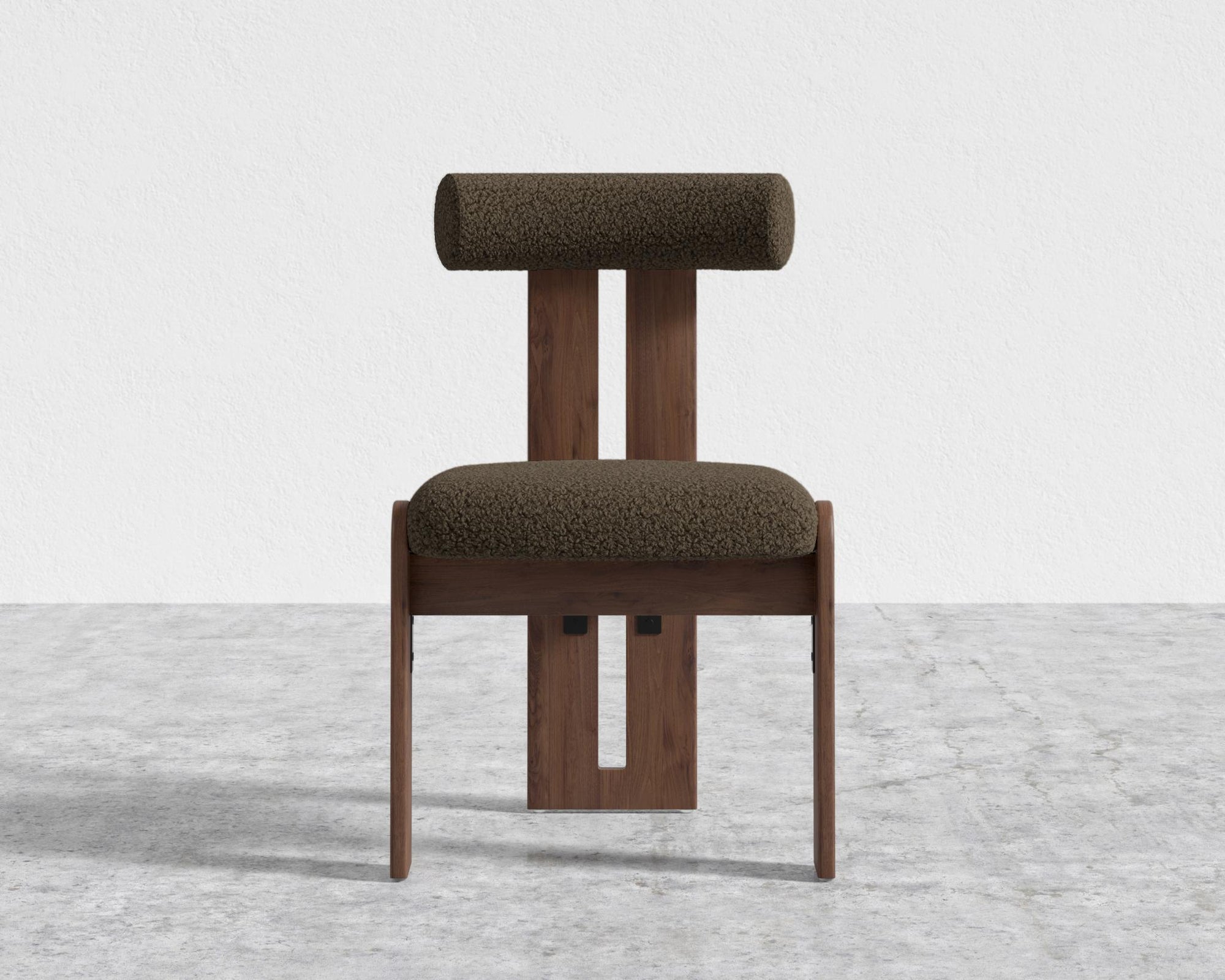 Tola Dining Chair - Walnut Stain, Shearling - Espresso