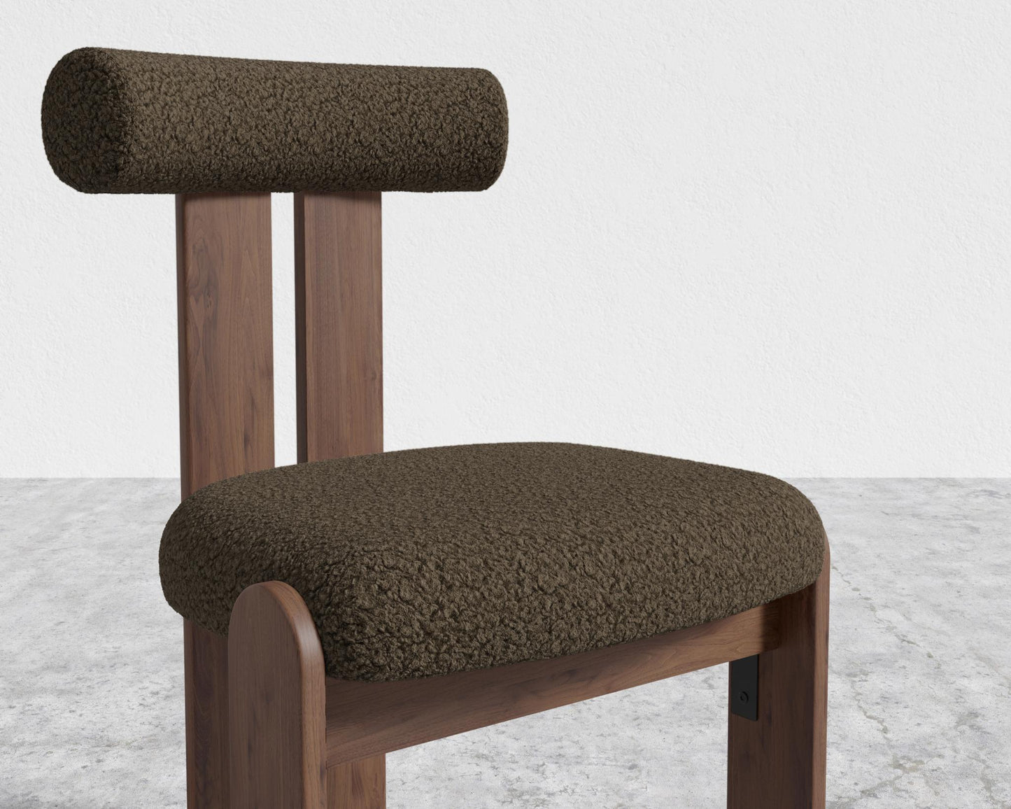 Tola Dining Chair - Walnut Stain, Shearling - Espresso