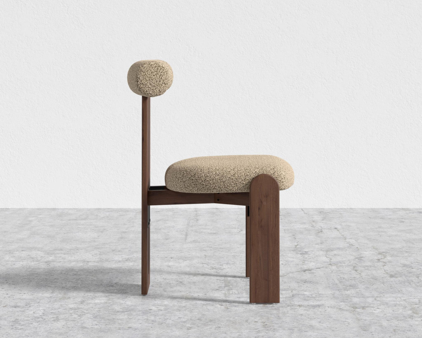 Tola Dining Chair - Walnut Stain, Shearling - Fawn