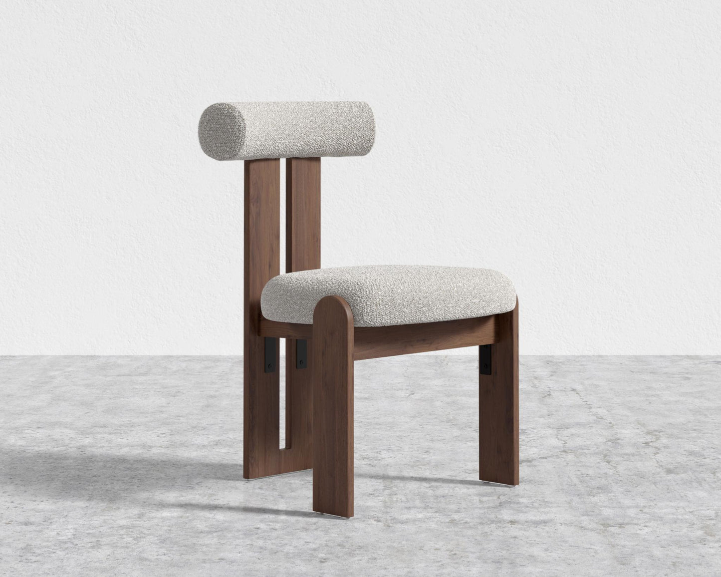 Tola Dining Chair - Walnut Stain, Chatou Bouclé - Pearl