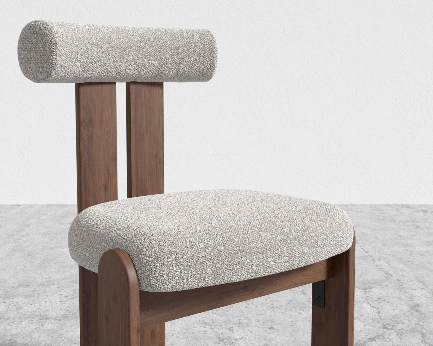 Tola Dining Chair - Walnut Stain, Chatou Bouclé - Pearl