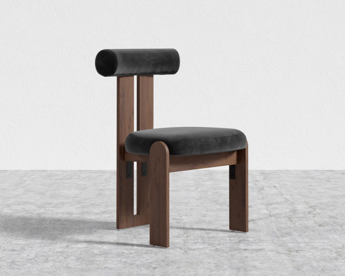 Tola Dining Chair - Walnut Stain, Plush Velvet - Black
