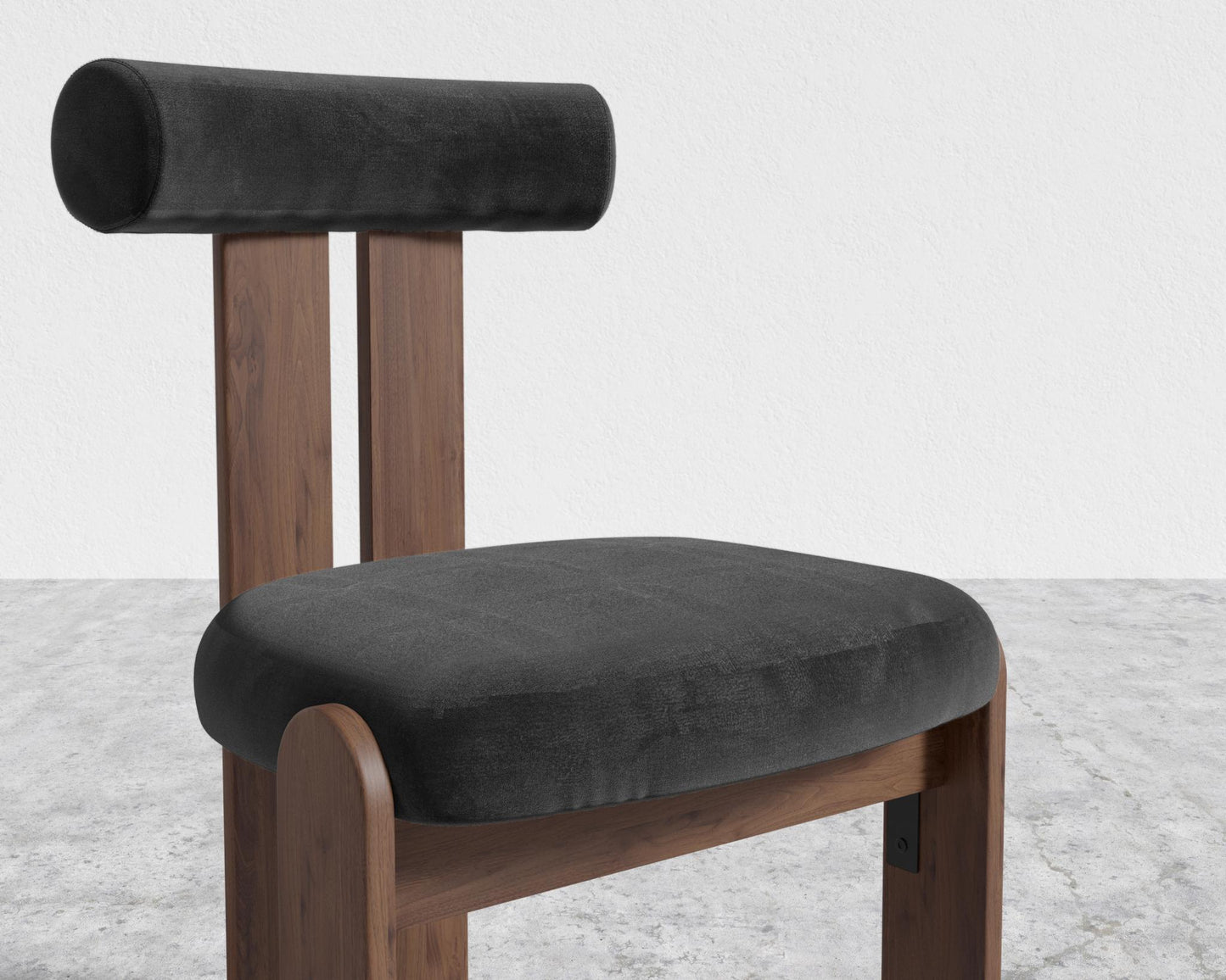 Tola Dining Chair - Walnut Stain, Plush Velvet - Black