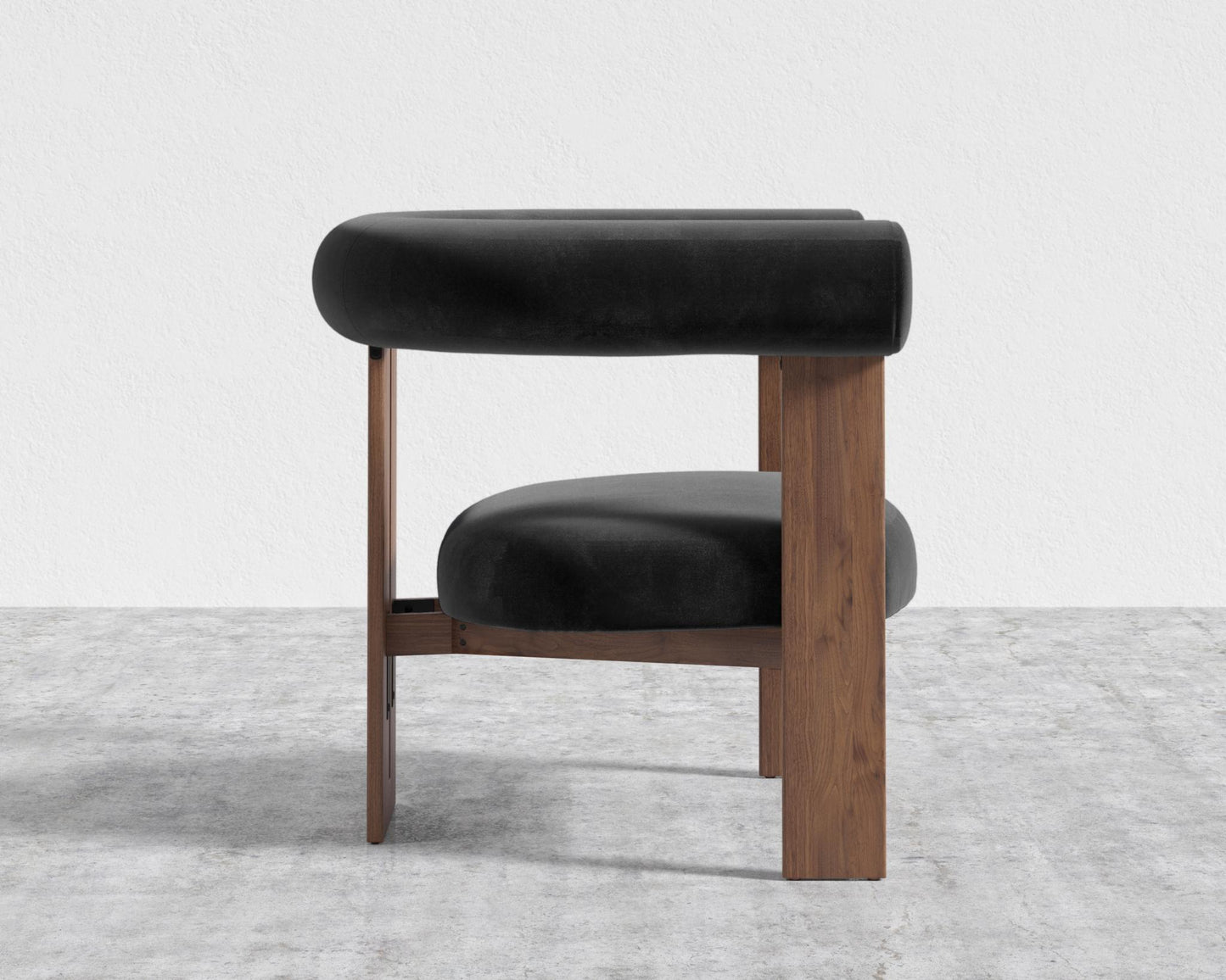 Tola Lounge Chair - Walnut Stain, Plush Velvet - Black