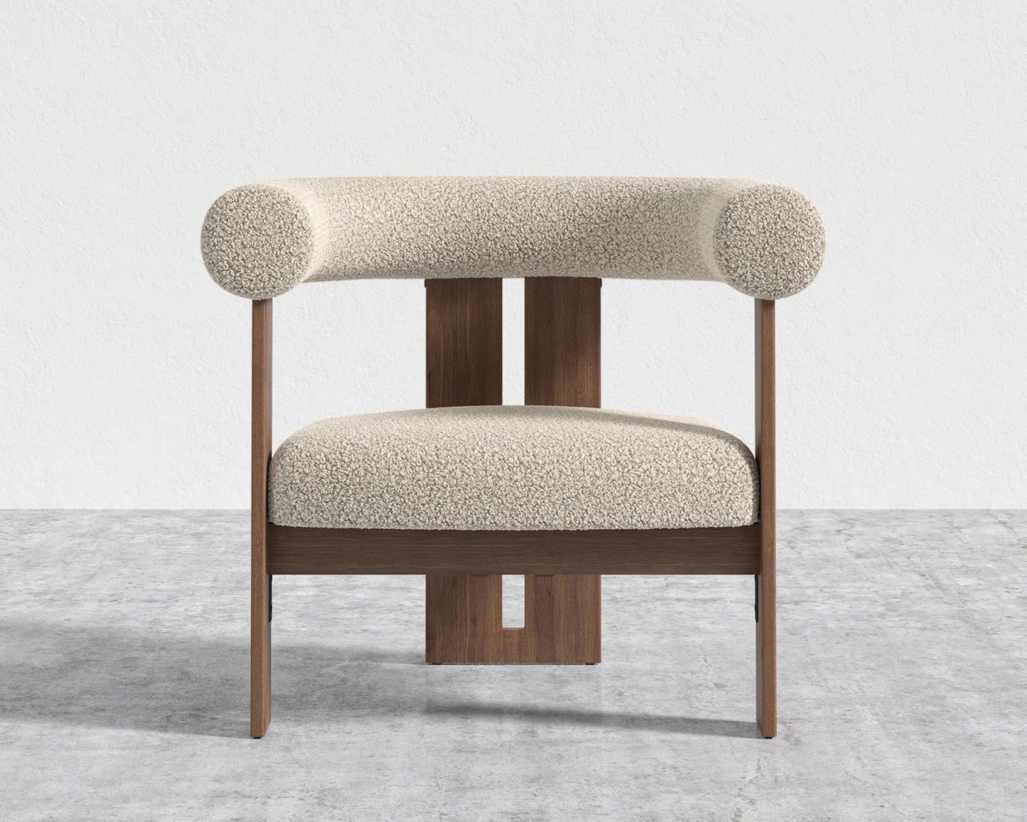 Tola Lounge Chair - Walnut Stain, Shearling - Almond